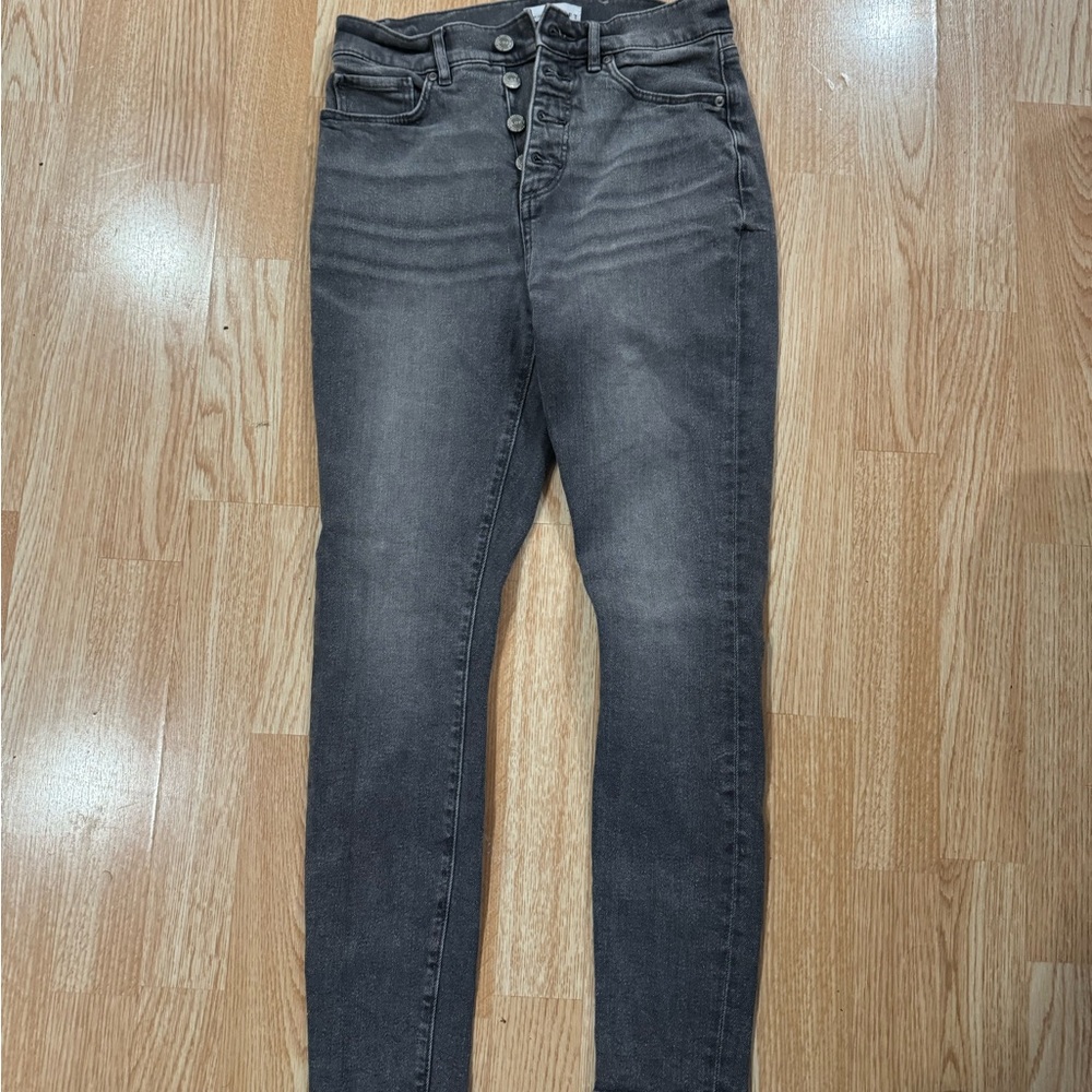 LOFT Women's Charcoal butterfly button size 4 petite High Rise Jeans